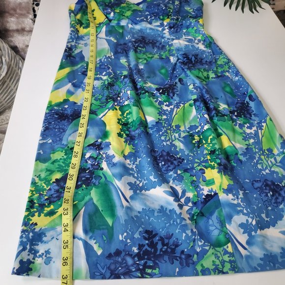 Donna Ricco NY I Sleeveless V Neck Sheath Summer Dress Teale/Floral Size… - Picture 11 of 15
